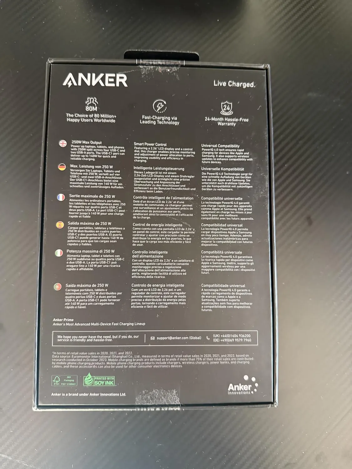 Anker Prime chargeur USB-C 250W 6 ports GaN écran