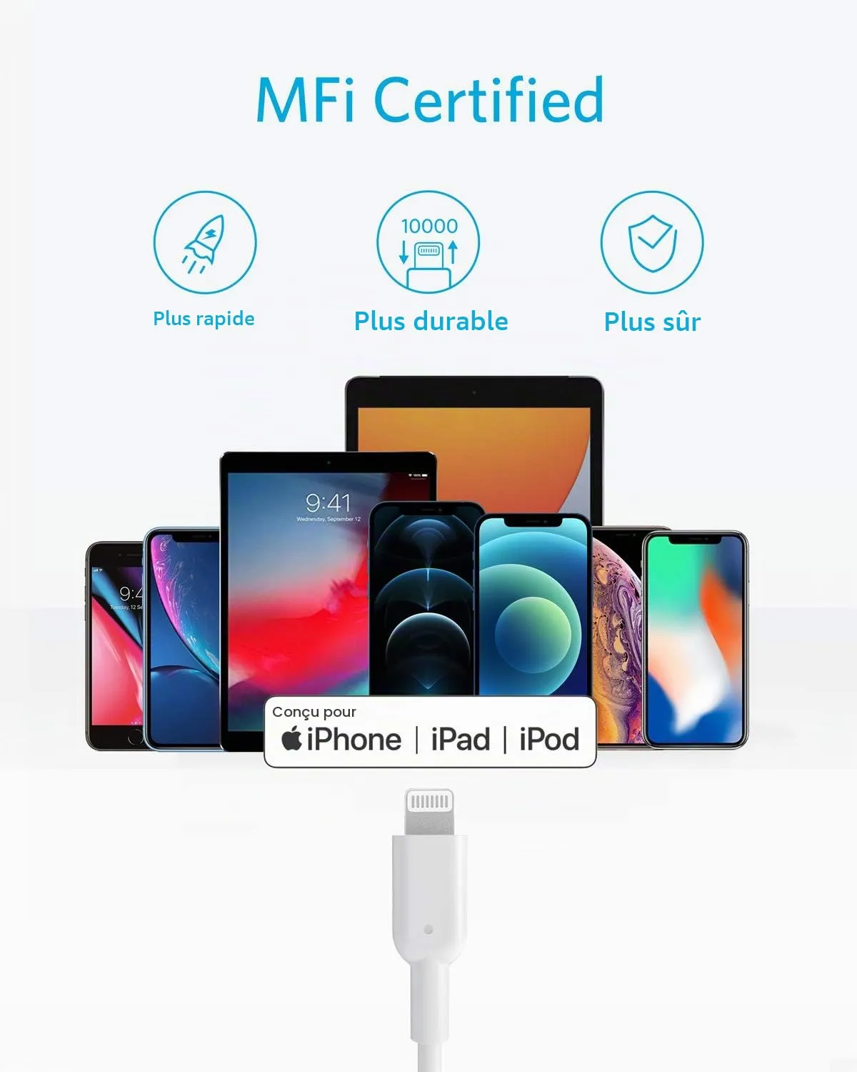 Anker Solix PowerLine II câble USB-C Lightning MFi