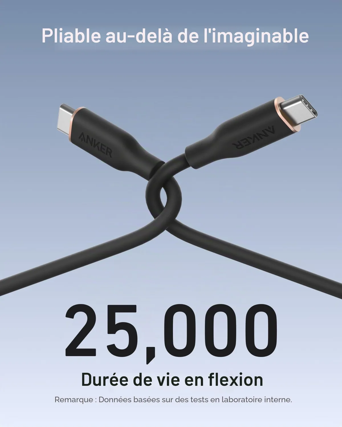 Anker câble USB-C 240W silicone noir
