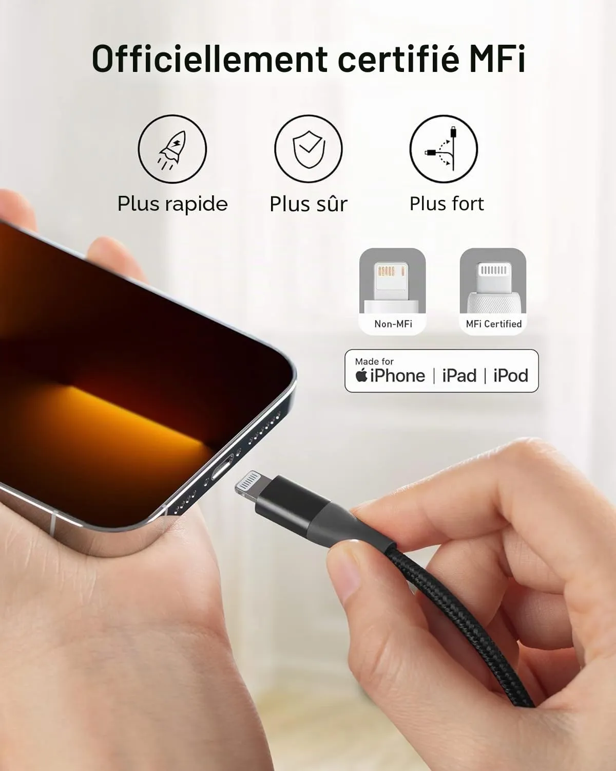 Anker PowerLine+ II câble Lightning nylon MFi