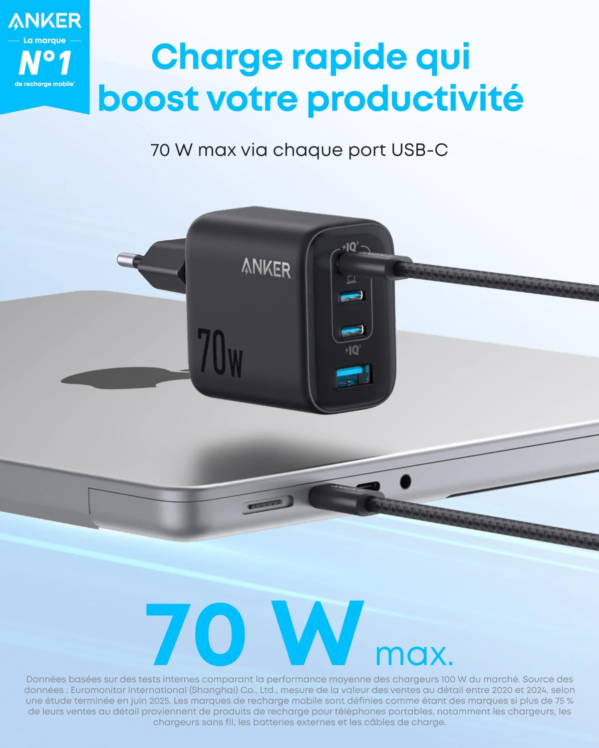 Anker Zolo Chargeur Mural 4 Ports 70W