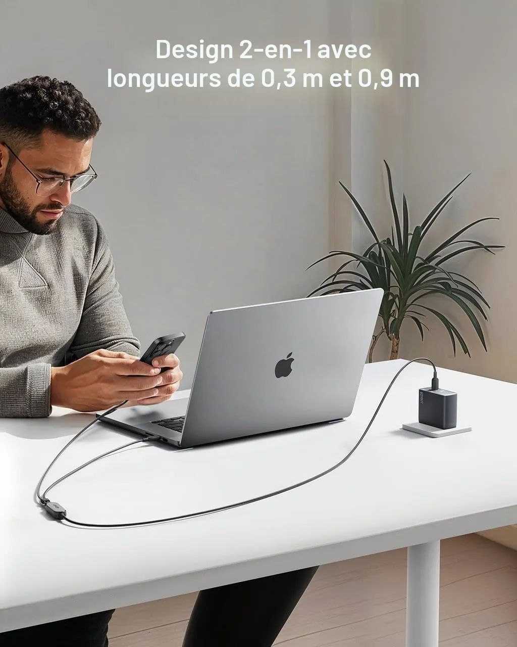 Anker Câble USB-C 2-en-1 Tressé 140W