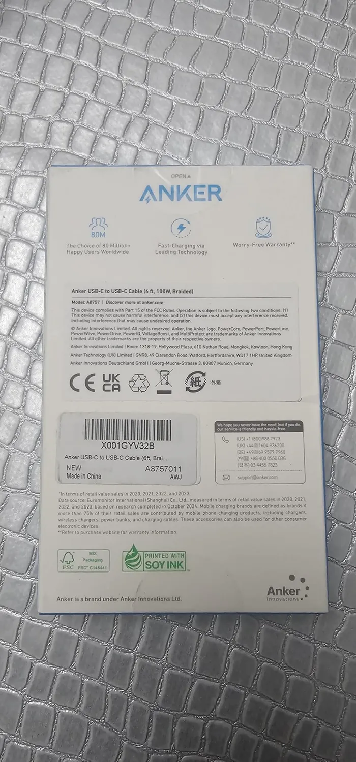 Anker 333 Câble USB-C vers USB-C 100W Nylon
