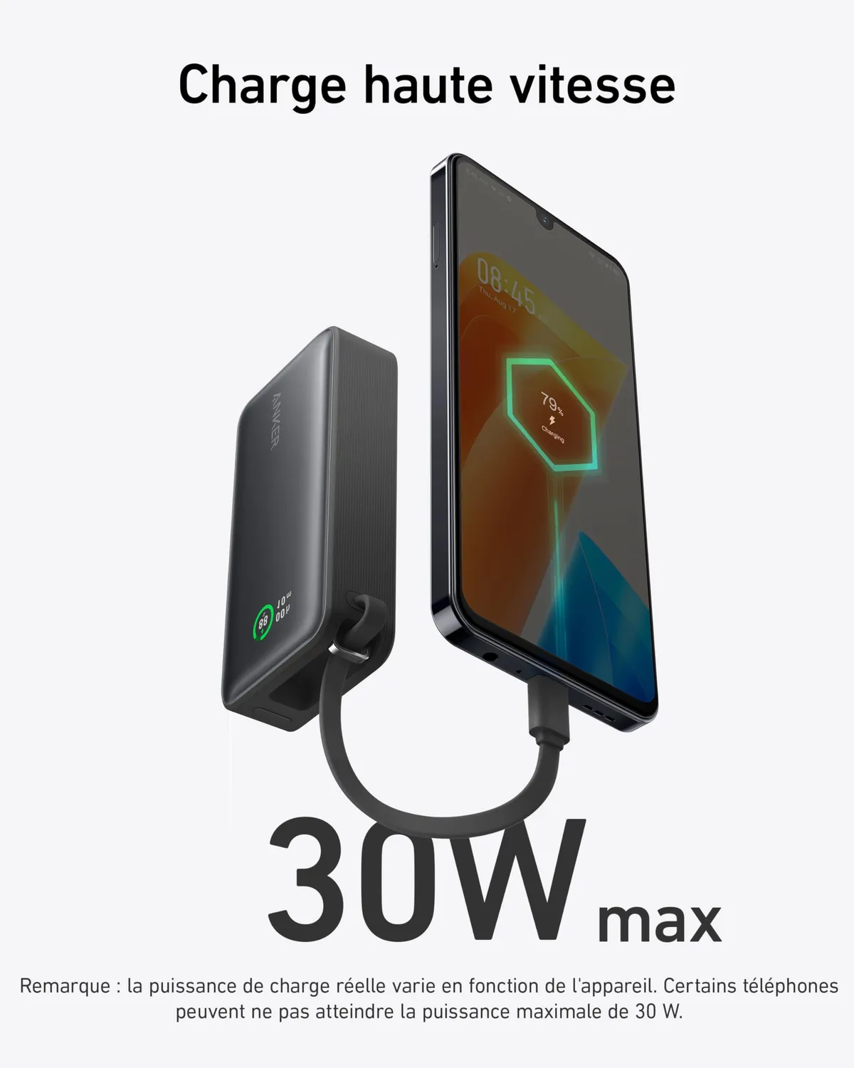 Anker Nano batterie externe 10000 mAh 30W câble USB-C