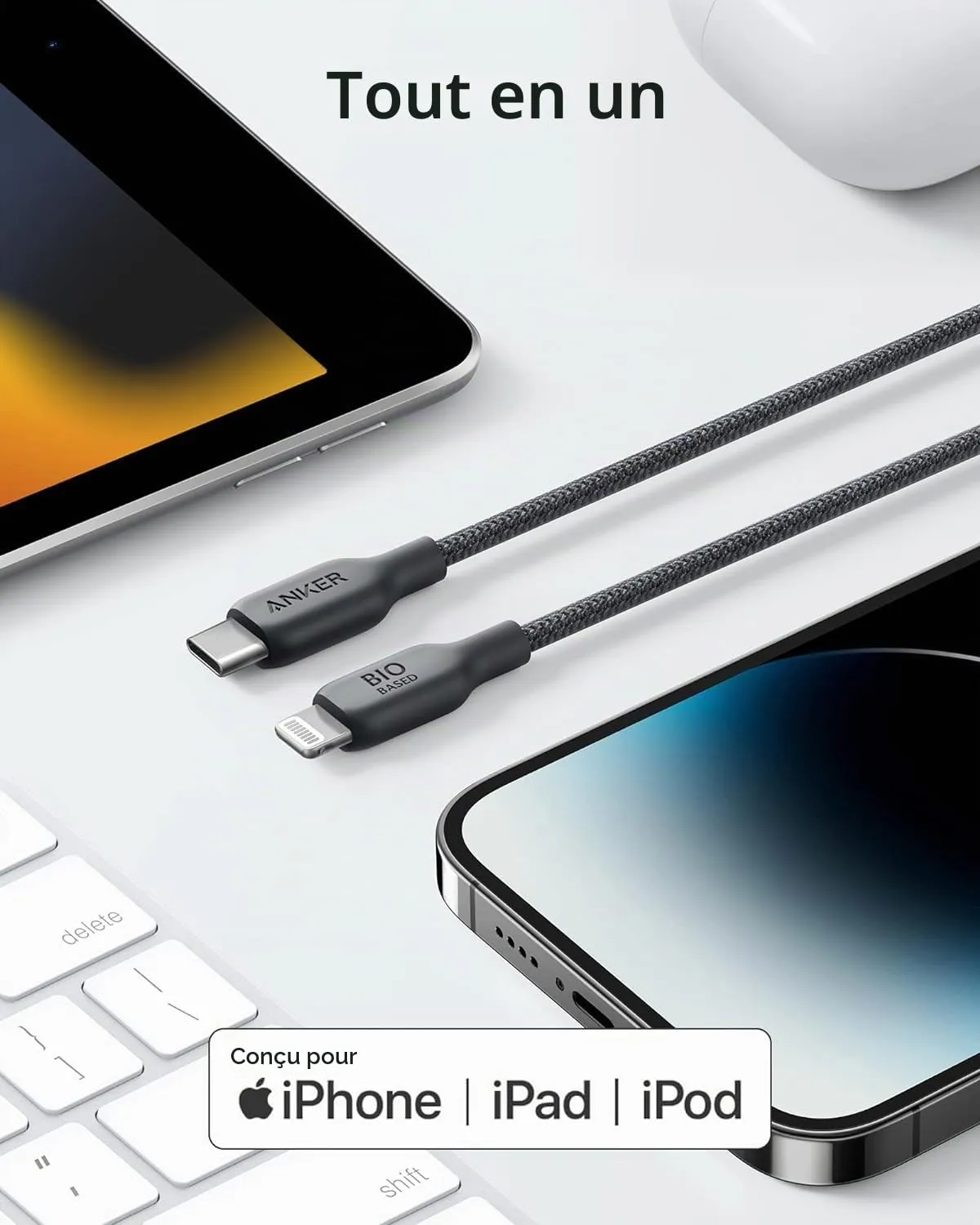 Anker 541 câble USB-C Lightning nylon bio
