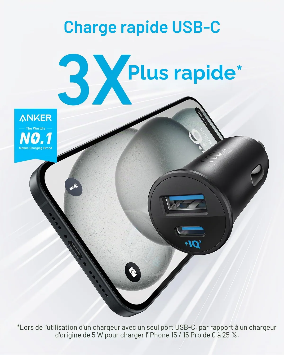 Anker Solix chargeur allume-cigare USB-C 30 W 2 ports