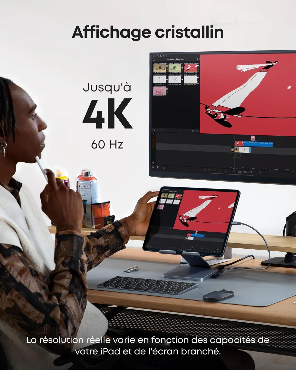 Anker 551 hub USB-C 8 en 1 support tablette