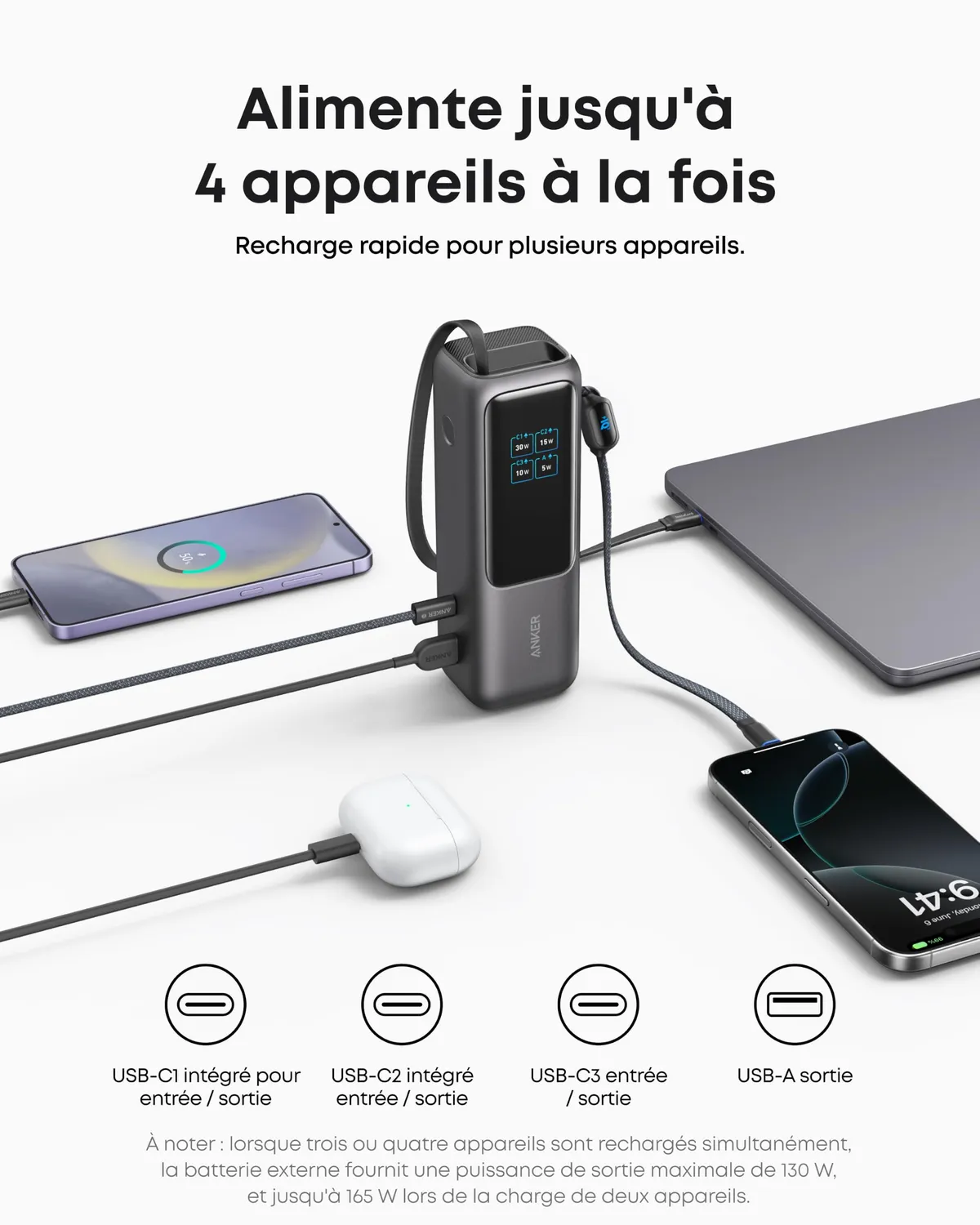 Anker Batterie externe 25000 mAh 165W 3 USB-C
