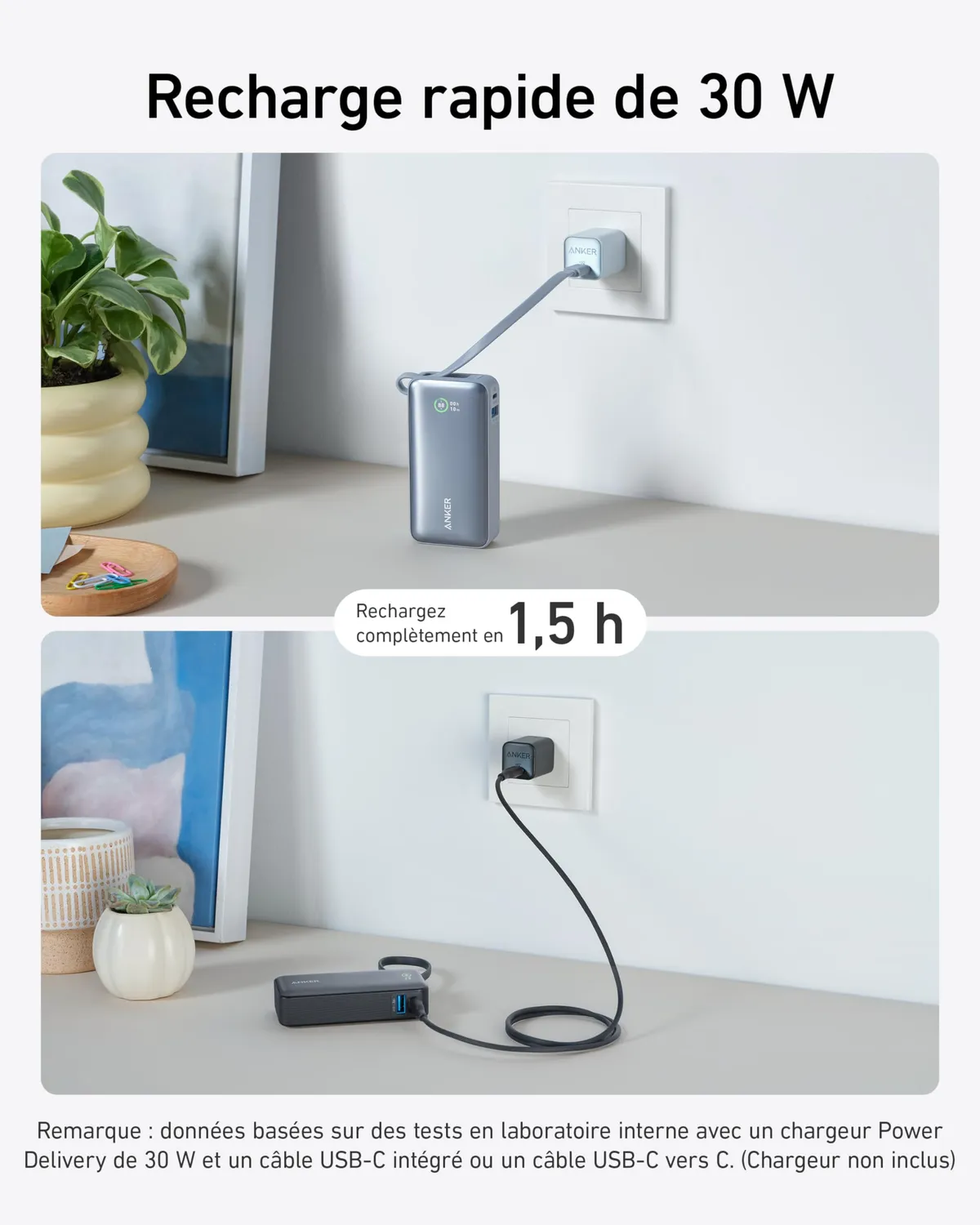 Anker Nano batterie externe 10000 mAh 30W câble USB-C