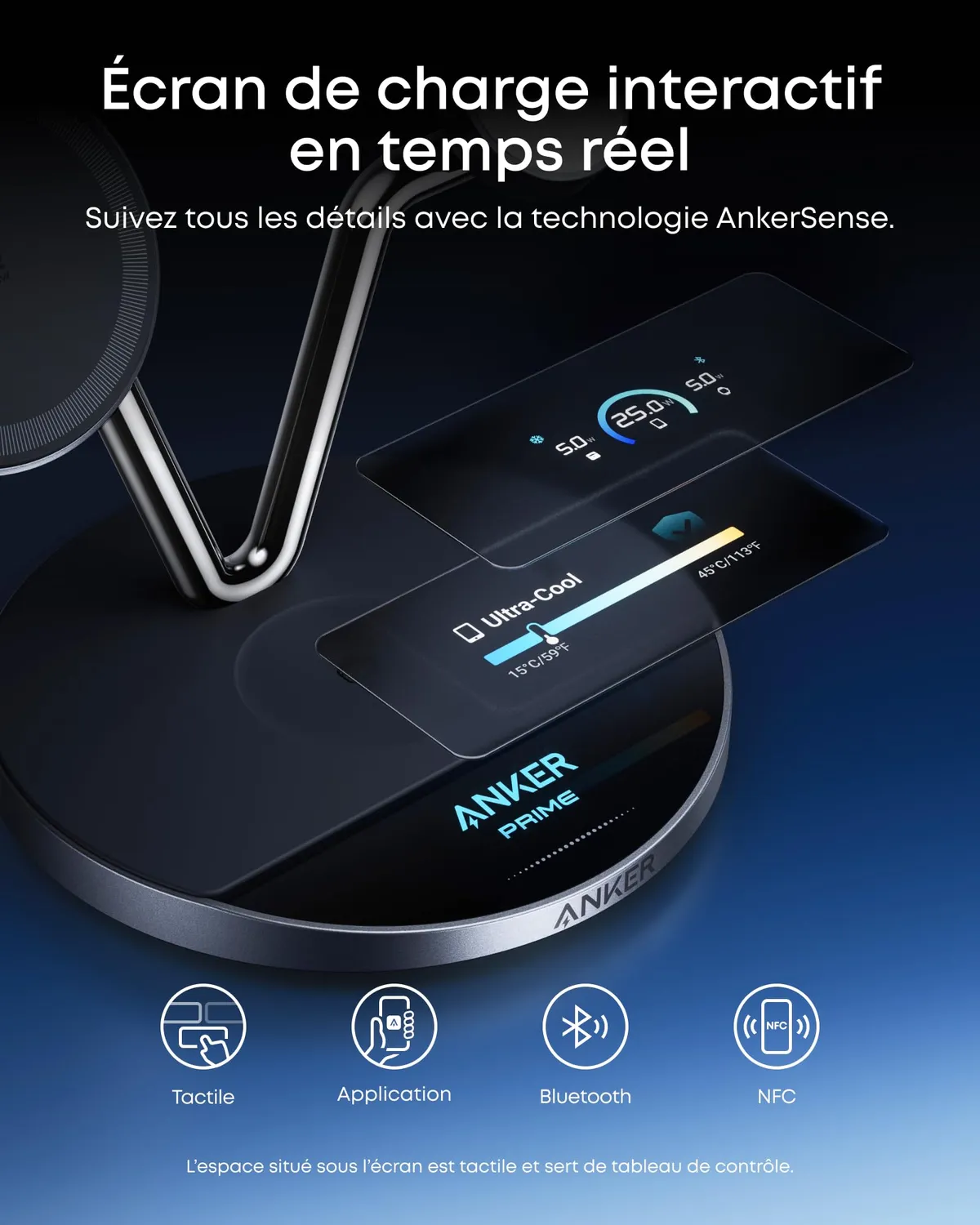 Anker Prime Station Charge 3-en-1 Qi2 25W MagSafe Écran