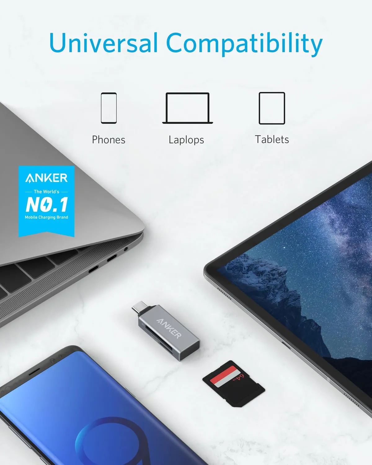 Anker lecteur de carte USB-C 2-en-1 SD microSD 5 Gbit/s
