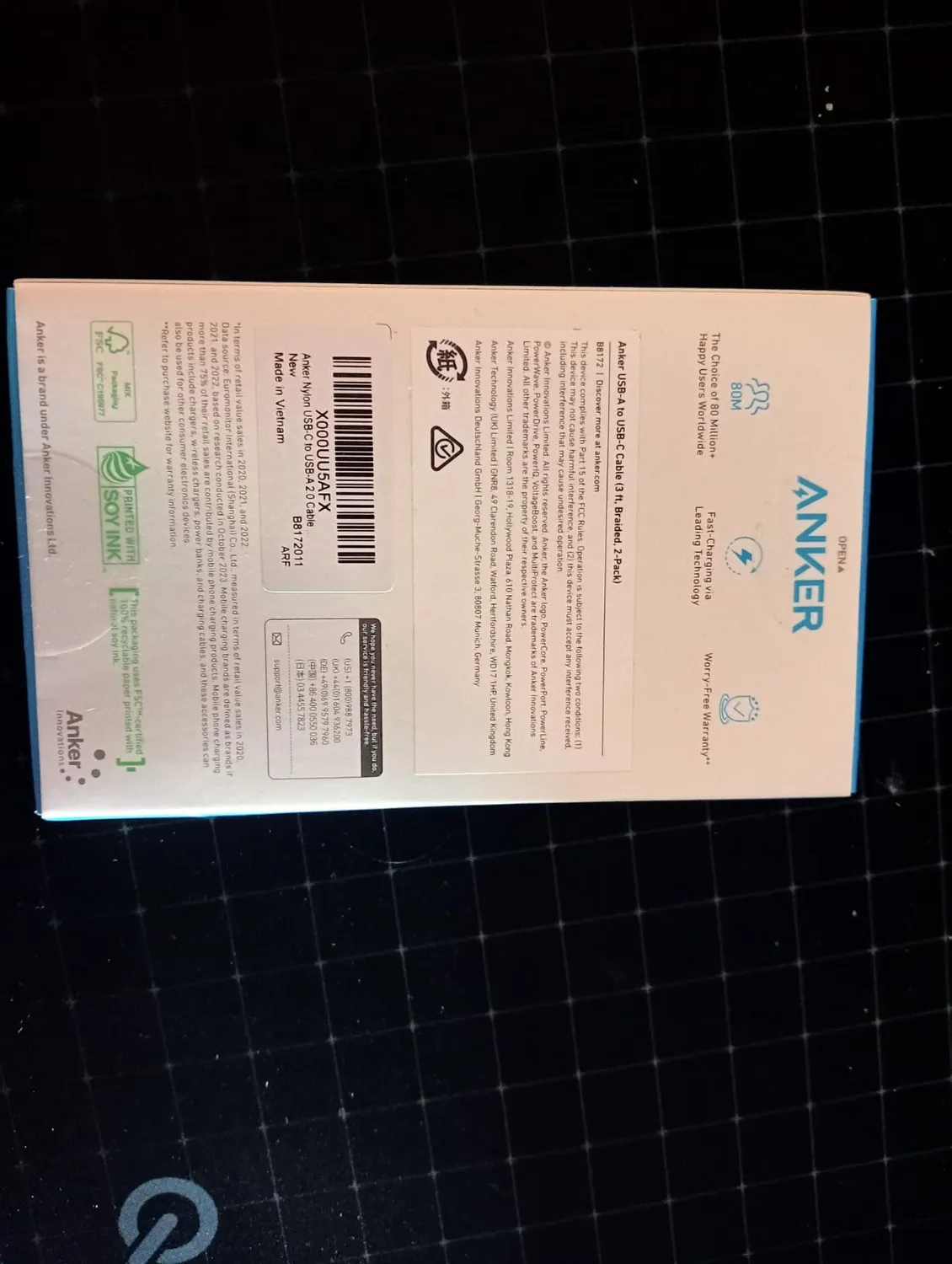 Anker 331 câble USB-A vers USB-C nylon tressé lot de 2
