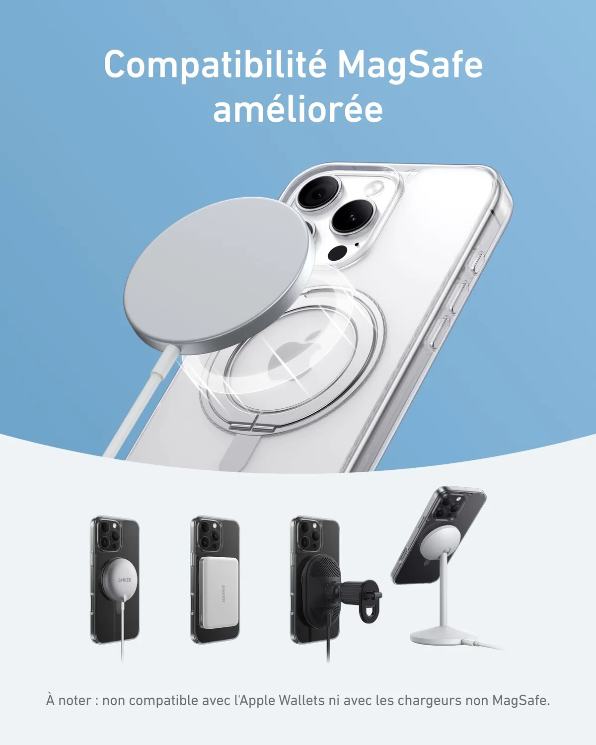 Anker FlexStand coque magnétique anneau support MagSafe