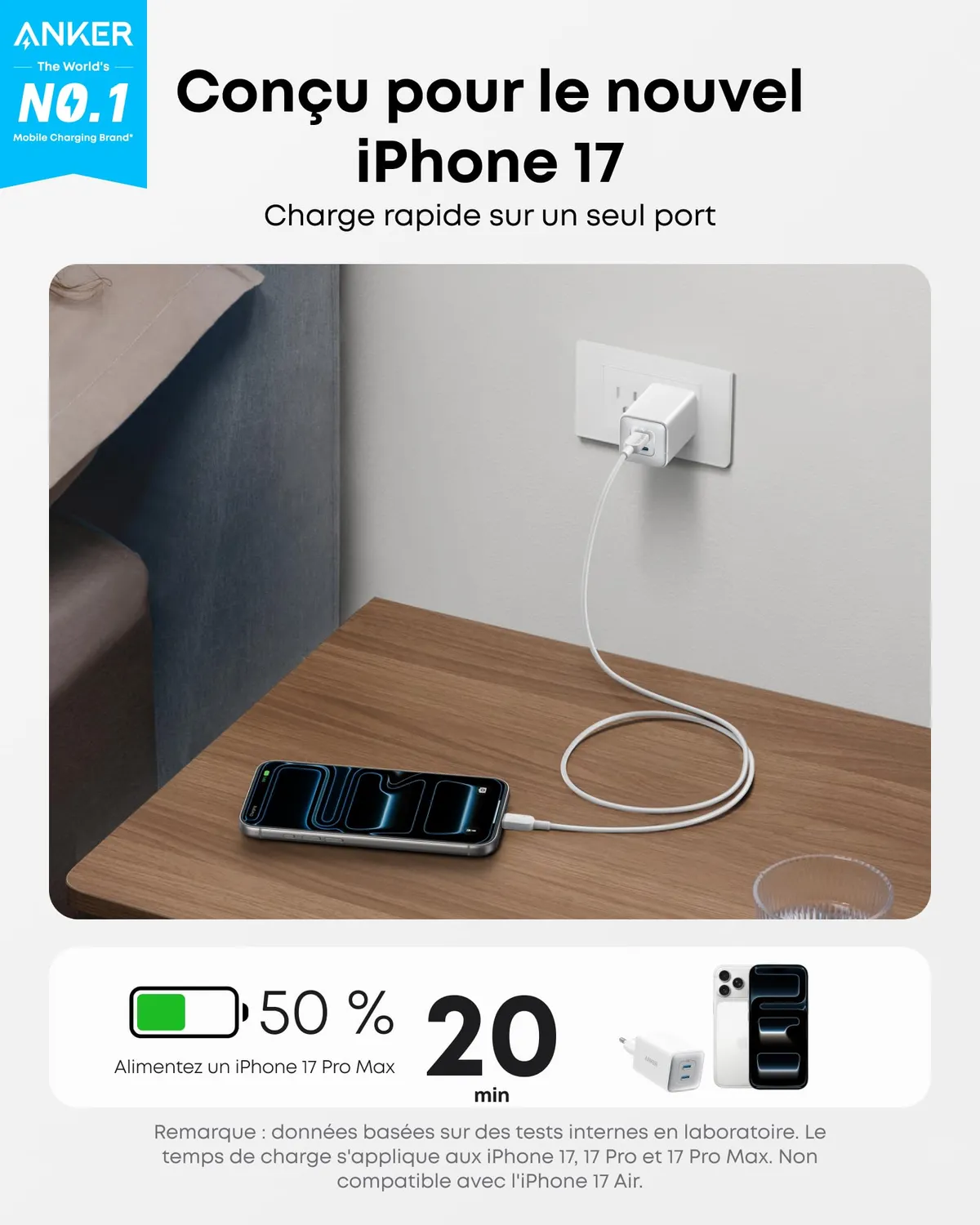 Anker 523 Nano 3 Chargeur USB-C 47W GaN