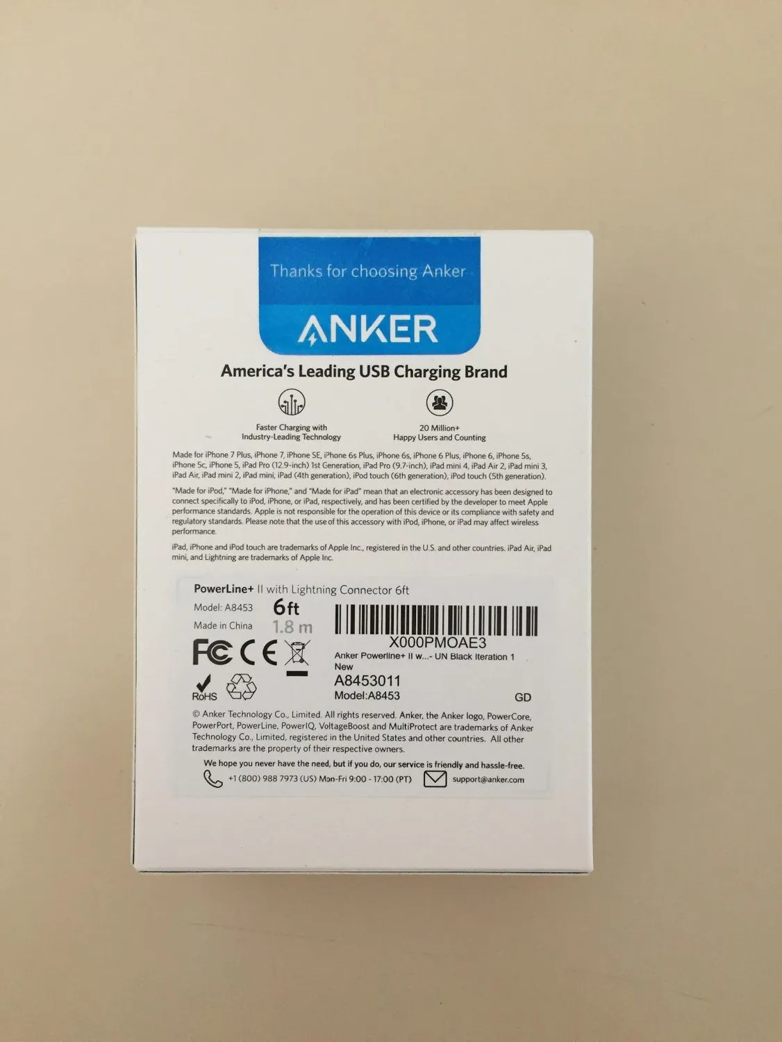 Anker PowerLine+ II câble Lightning nylon MFi