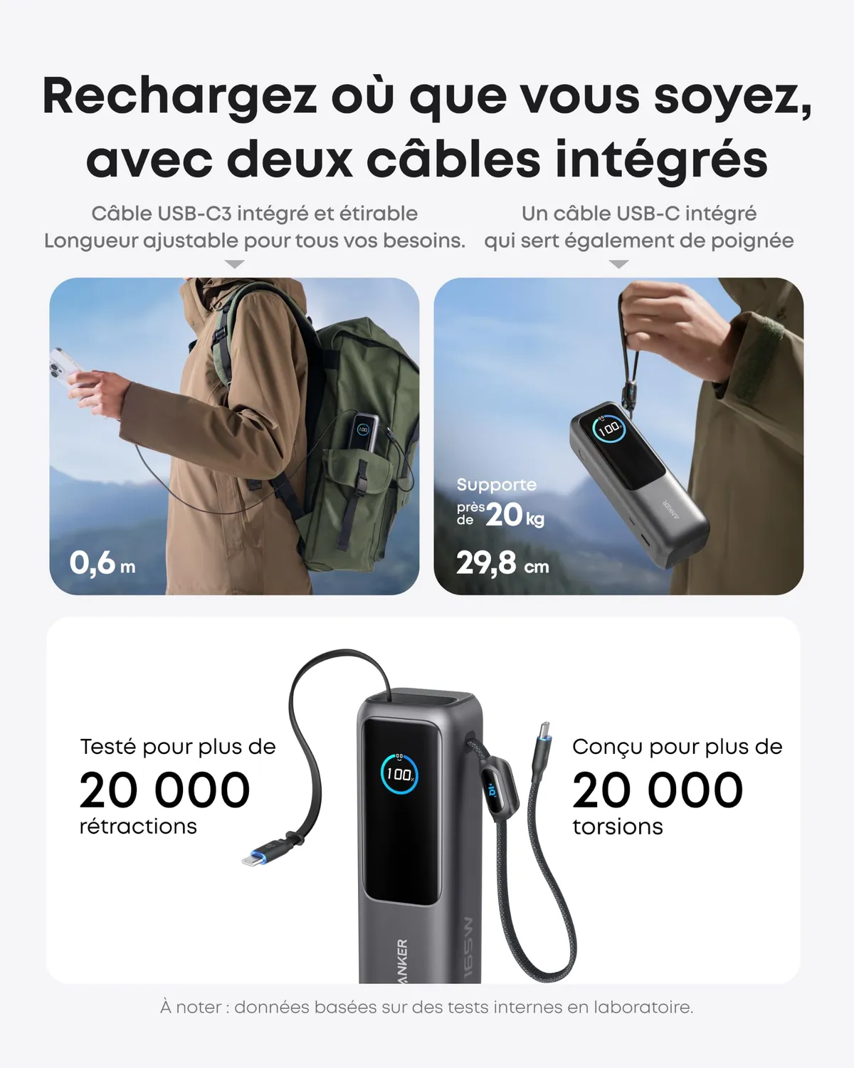 Anker Batterie externe 25000 mAh 165W 3 USB-C
