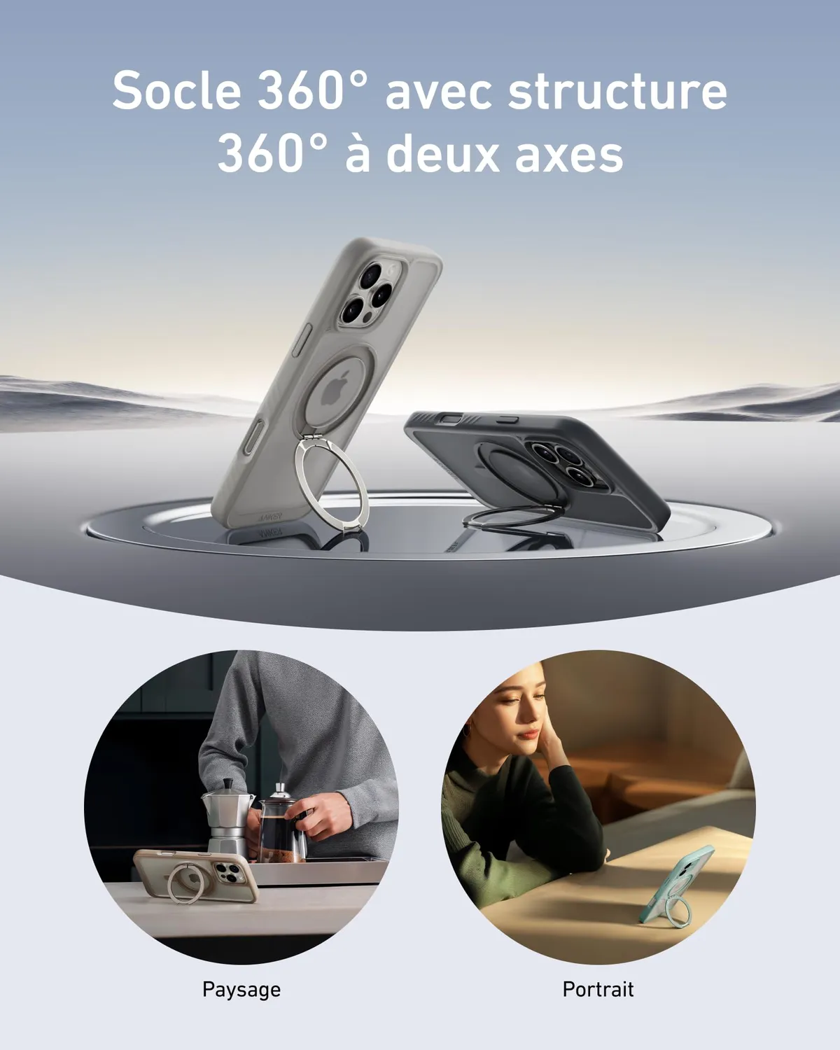 Anker FlexStand coque magnétique anneau support MagSafe