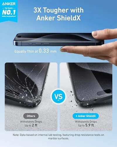 Anker Easy Fit Protection Écran iPhone 15 Pro HD Lot 2