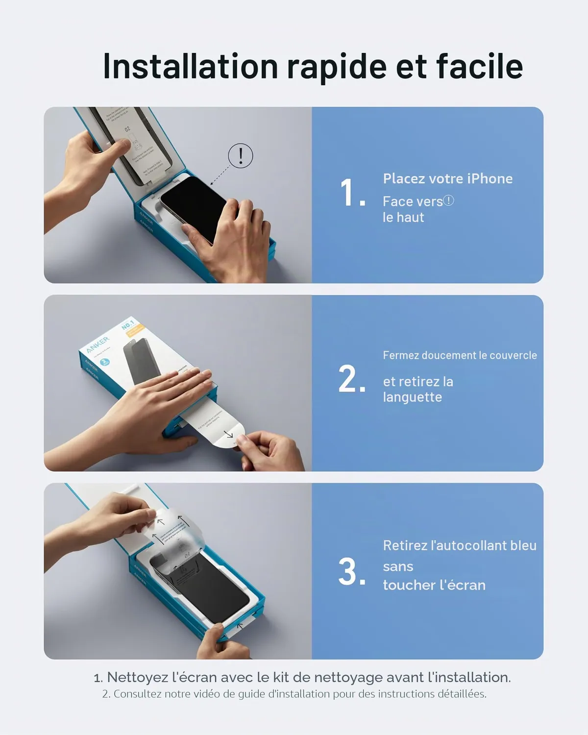 Anker Easy Fit Protection Écran iPhone 15 Pro HD Lot 2
