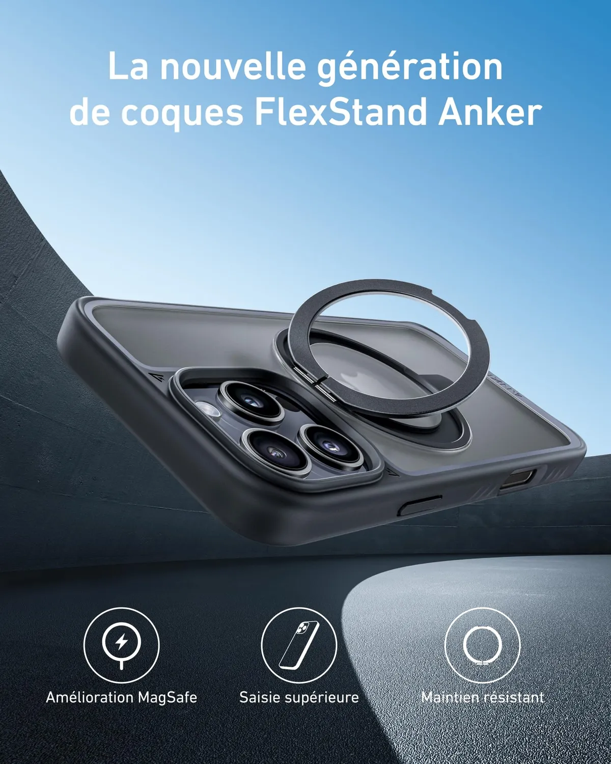 Anker FlexStand coque magnétique anneau support MagSafe