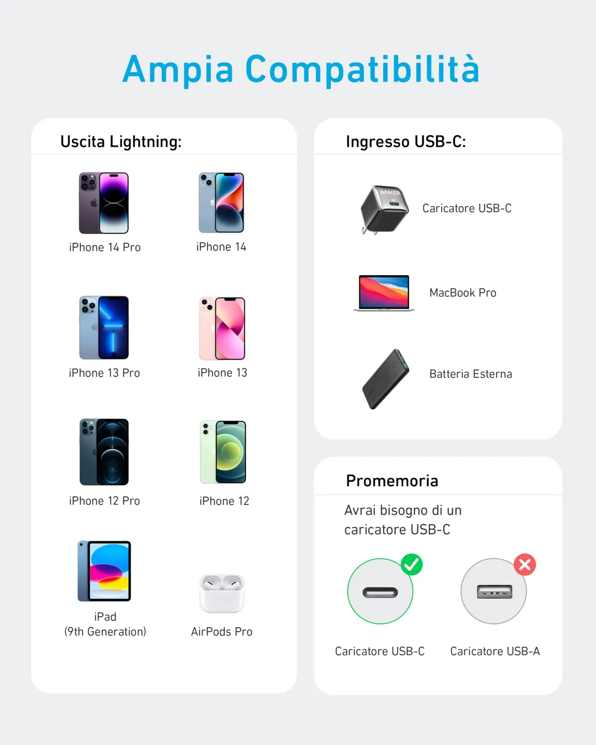 Anker Solix 310 câble USB-C Lightning 1 m MFi