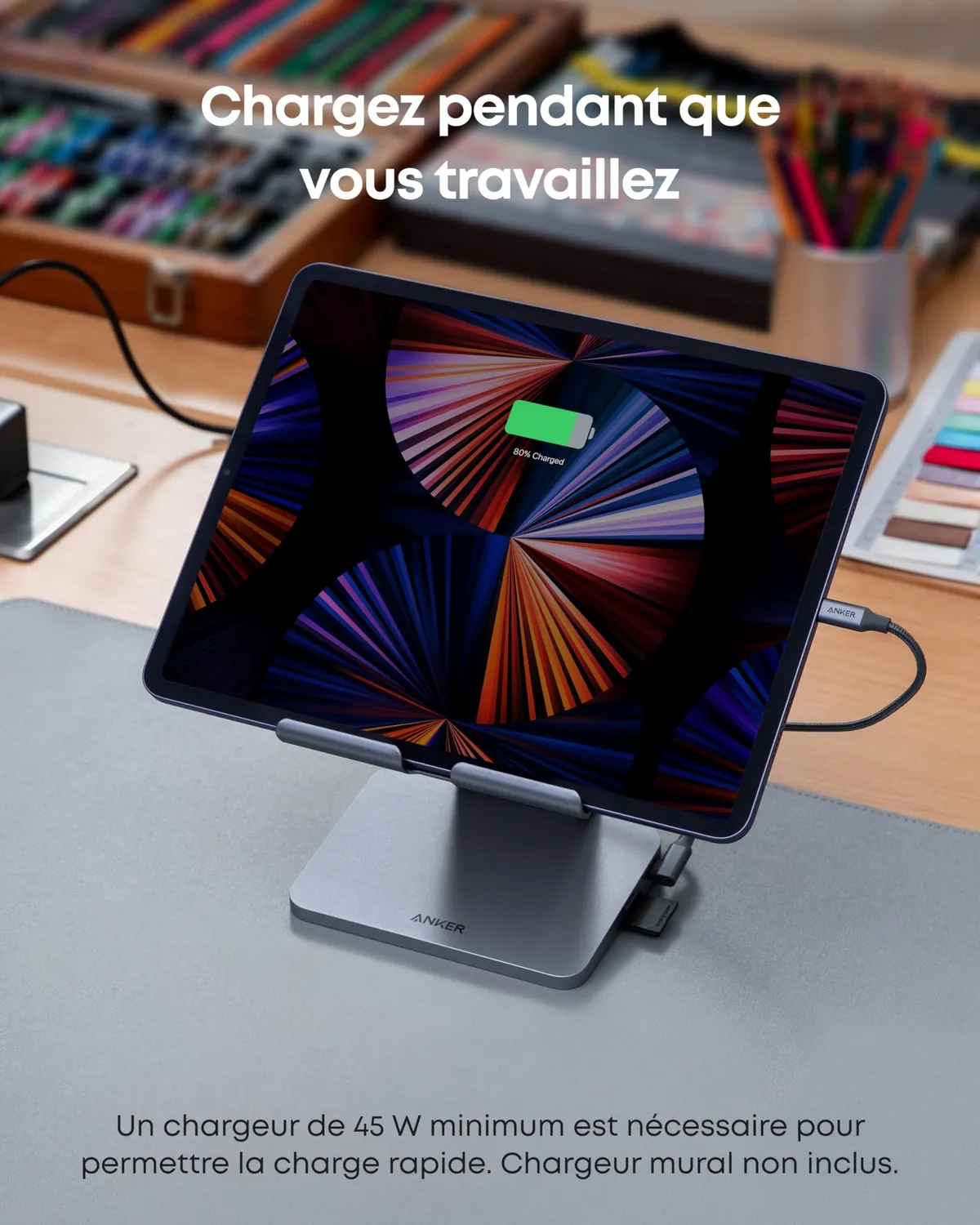 Anker 551 hub USB-C 8 en 1 support tablette
