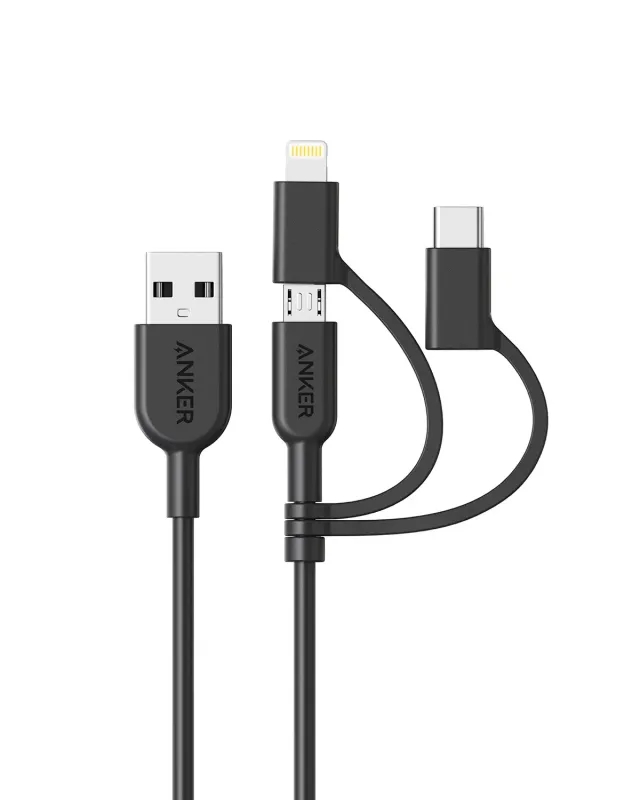 Anker Solix PowerLine II câble 3-en-1 0,9 m MFi