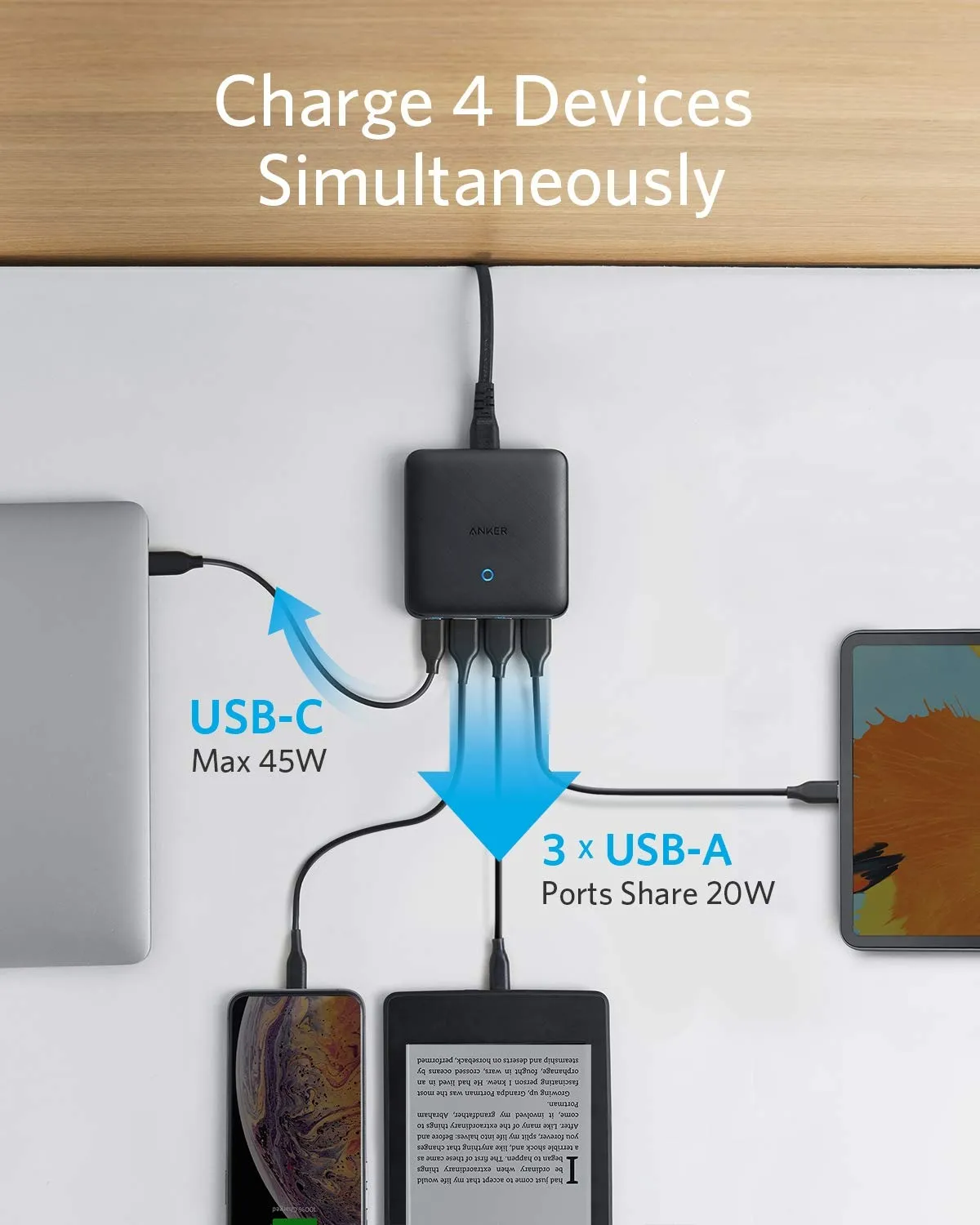 Anker Solix Atom III Slim chargeur USB-C 65W 4 ports GaN