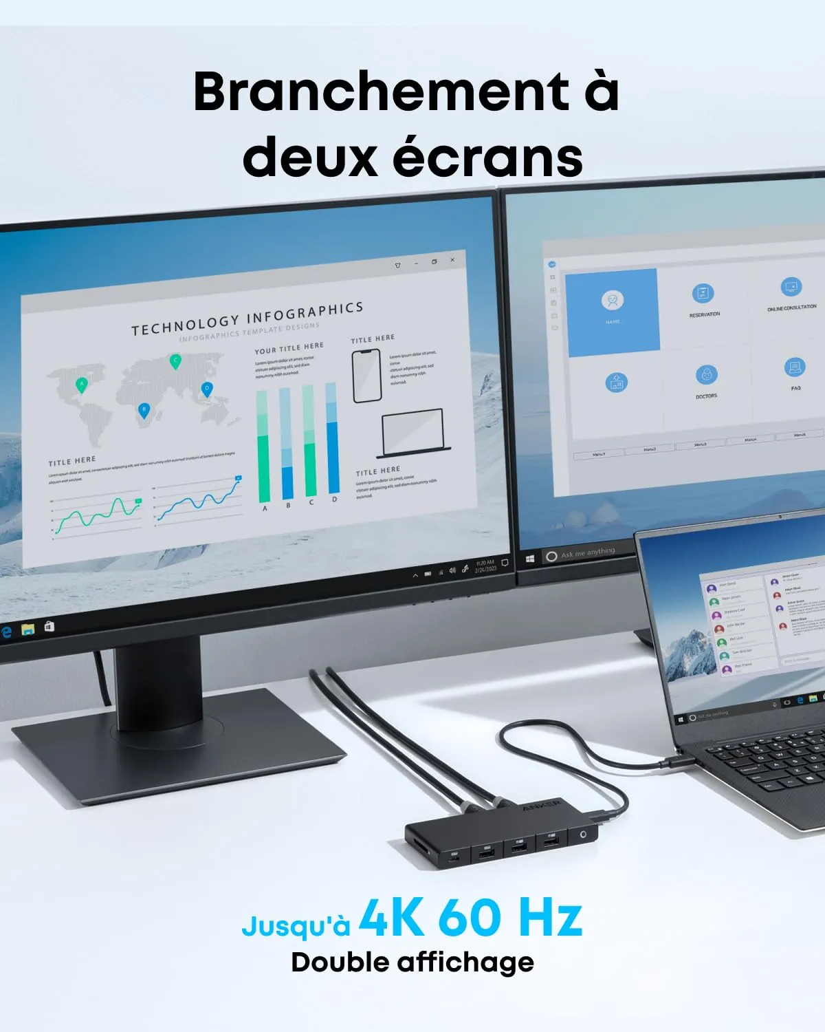 Anker 364 Hub USB-C 10-en-1 double HDMI 4K 100 W